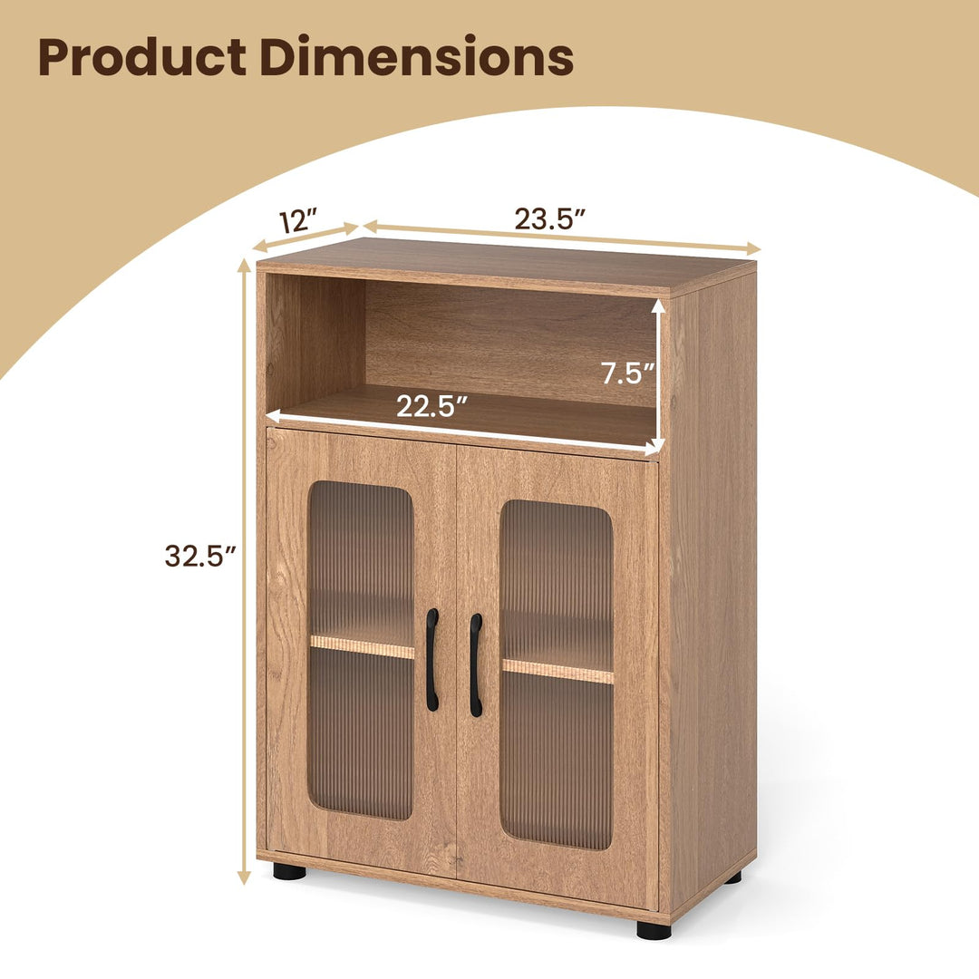 Giantex Bathroom Storage Cabinet with 2 Doors &amp; 3-Level Adjustable Shelf
