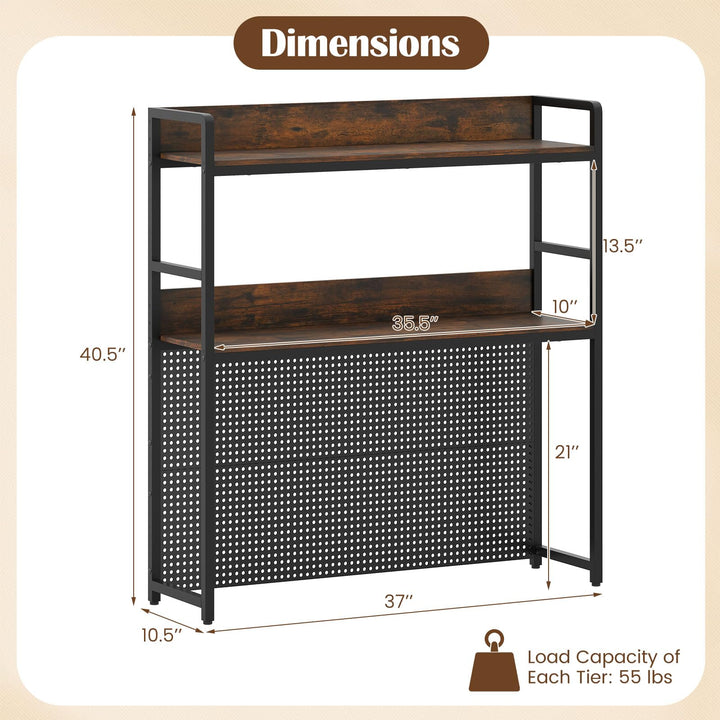 Giantex 2-Tier Desk Hutch Dorm with Pegboard for up to 32" Computer Monitor