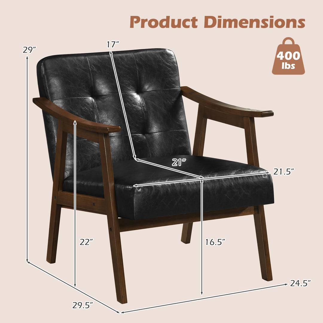 GIANTEX Faux Leather Accent Chair with Inclined Backrest (1/2)