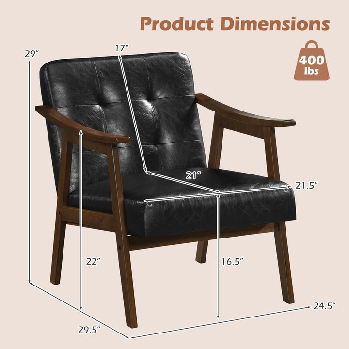 GIANTEX Faux Leather Accent Chair with Inclined Backrest (1/2)