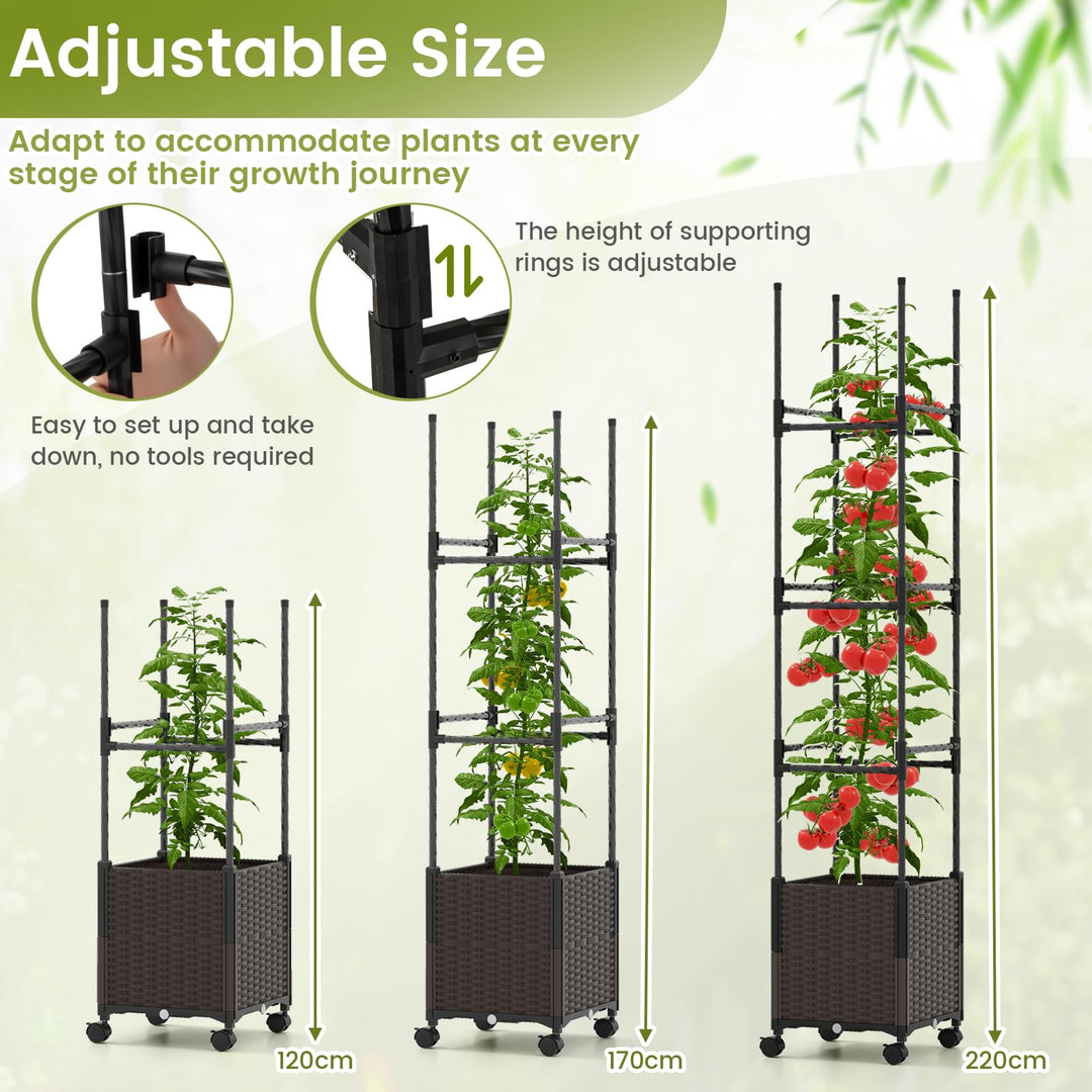 Giantex Raised Garden Bed Planter Box with Trellis