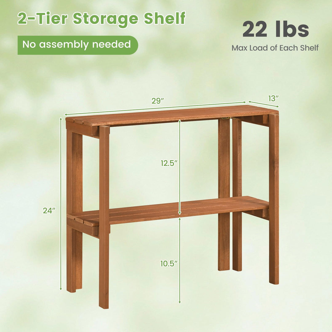 Giantex 2-Tier Solid Wood Foldable Plant Shelf