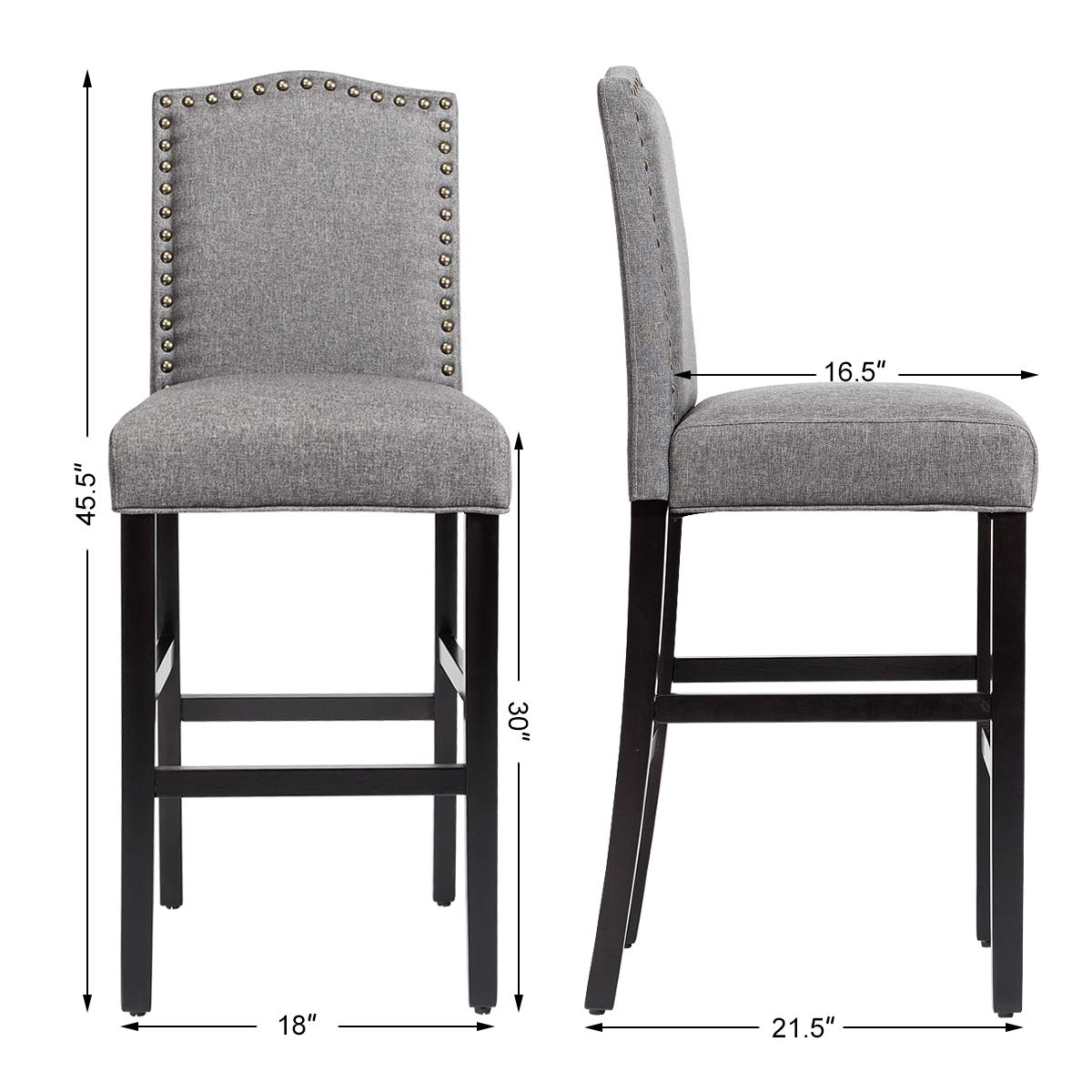 Counter Height Dining Side Barstools, w/ Thick Cushion