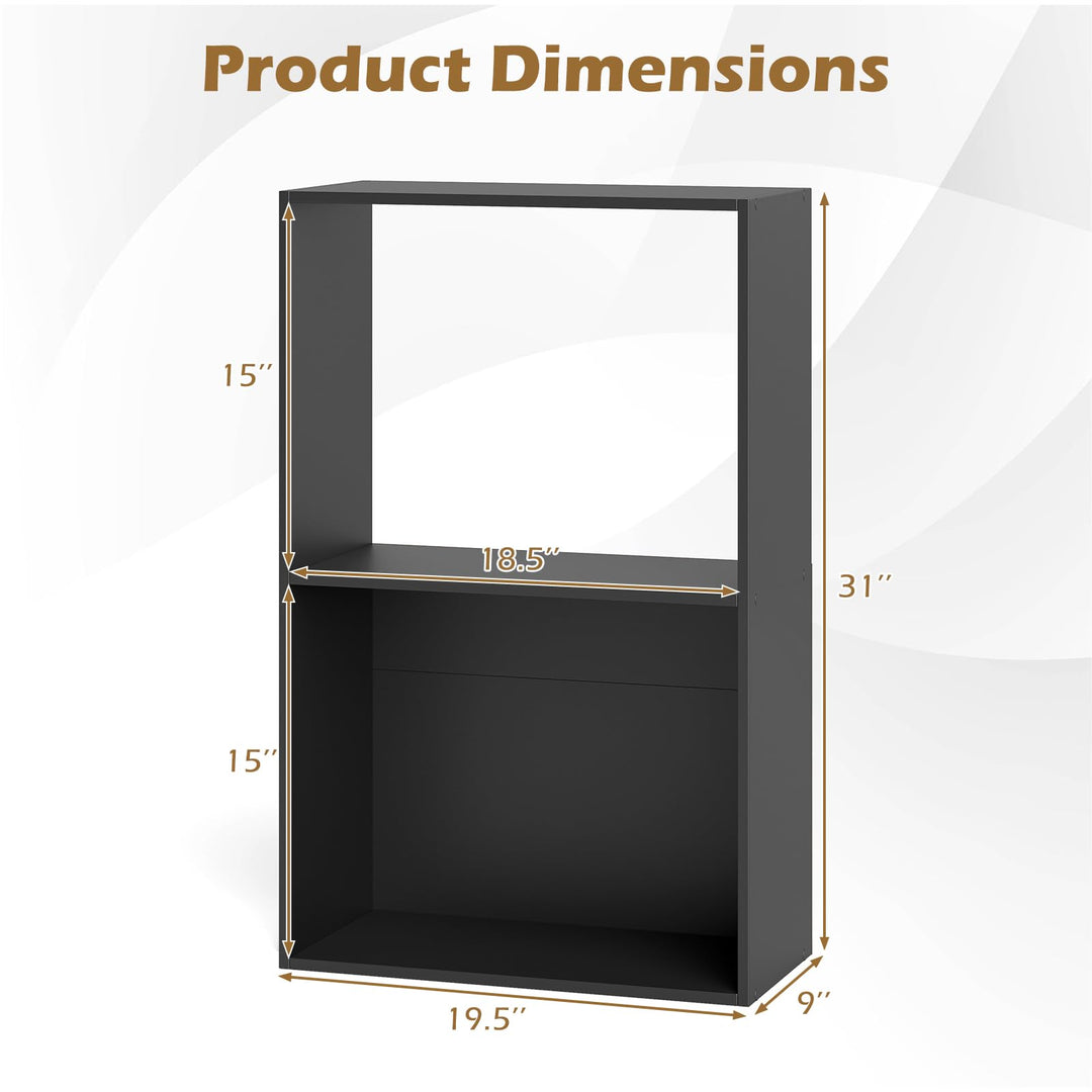 Giantex 3-Tier Bookshelf | 2-Cube Bookcase w/Open Storage Compartment (1/2)