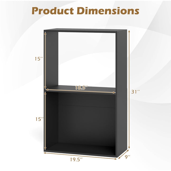 Giantex 3-Tier Bookshelf | 2-Cube Bookcase w/Open Storage Compartment (1/2)