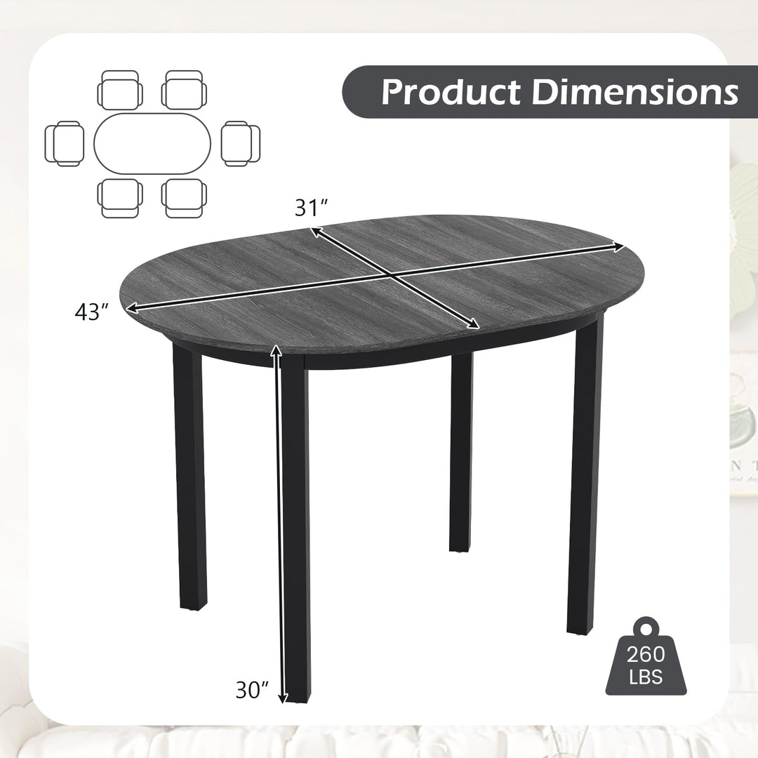 43" Wooden Dining Table for 2-4 People, Oval Kitchen Table w/Rubber Wood Legs