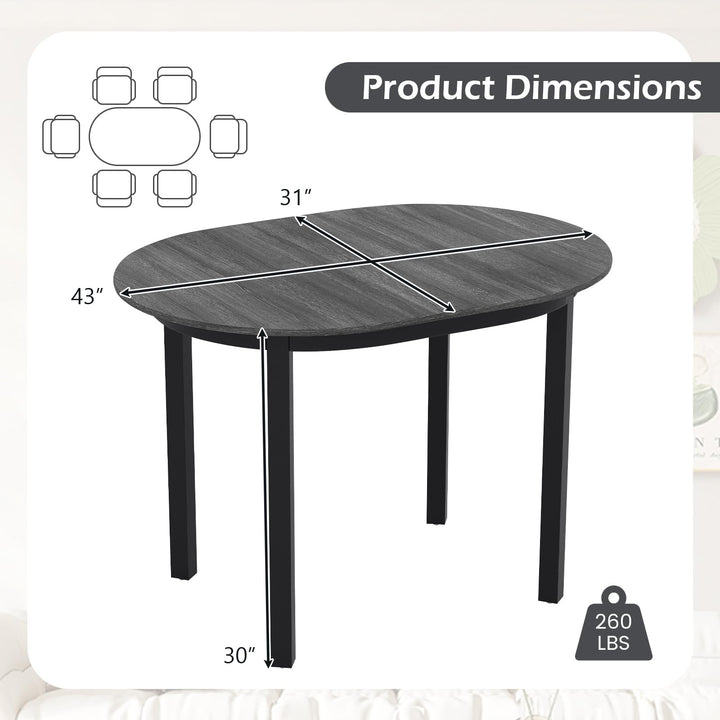 43" Wooden Dining Table for 2-4 People, Oval Kitchen Table w/Rubber Wood Legs