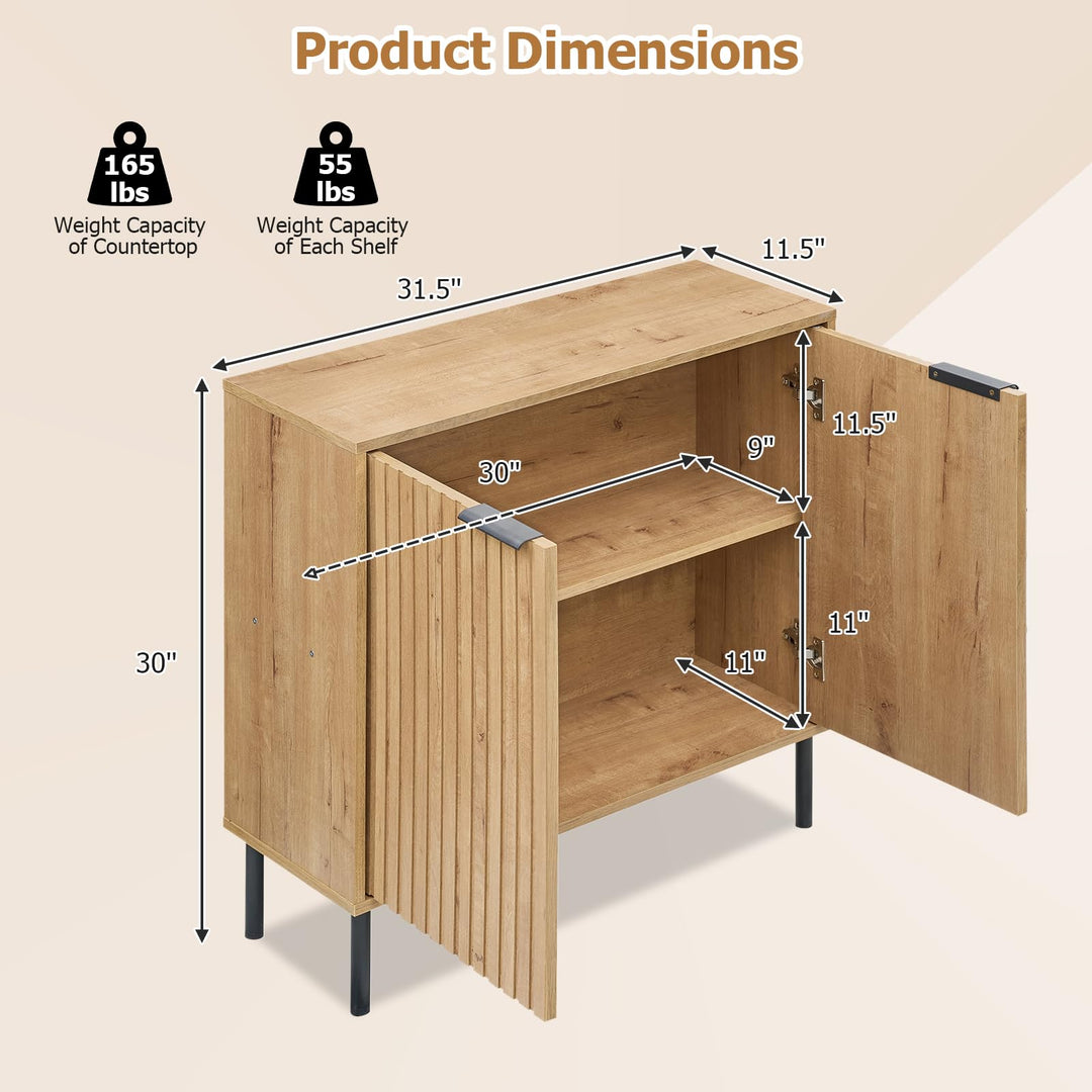 GIANTEX Fluted Buffet Cabinet | 2-Door Sideboard w/Storage
