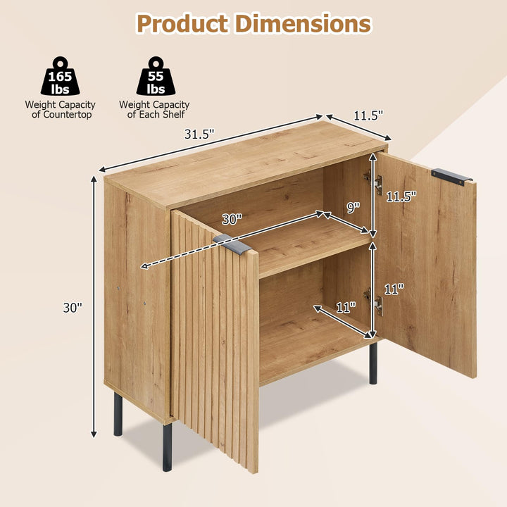GIANTEX Fluted Buffet Cabinet | 2-Door Sideboard w/Storage