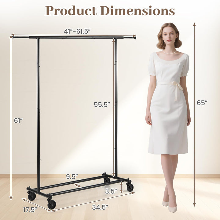 Giantex Extendable Heavy-Duty Rolling Clothing Rack with Wheels