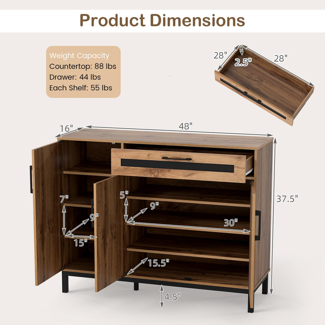 Giantex 48" Buffet Cabinet with Storage 3-Door Large Farmhouse Sideboard