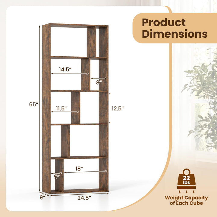 Giantex 6-Tier Bookshelf | 10-Cube Industrial Bookcase w/Open Back (1/2)