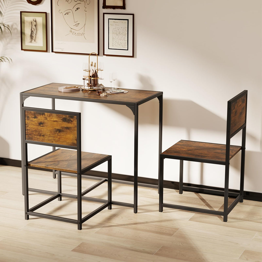 Giantex 3-Piece Dining Table Set for 2 Small Industrial Kitchen Table with 2 Chairs