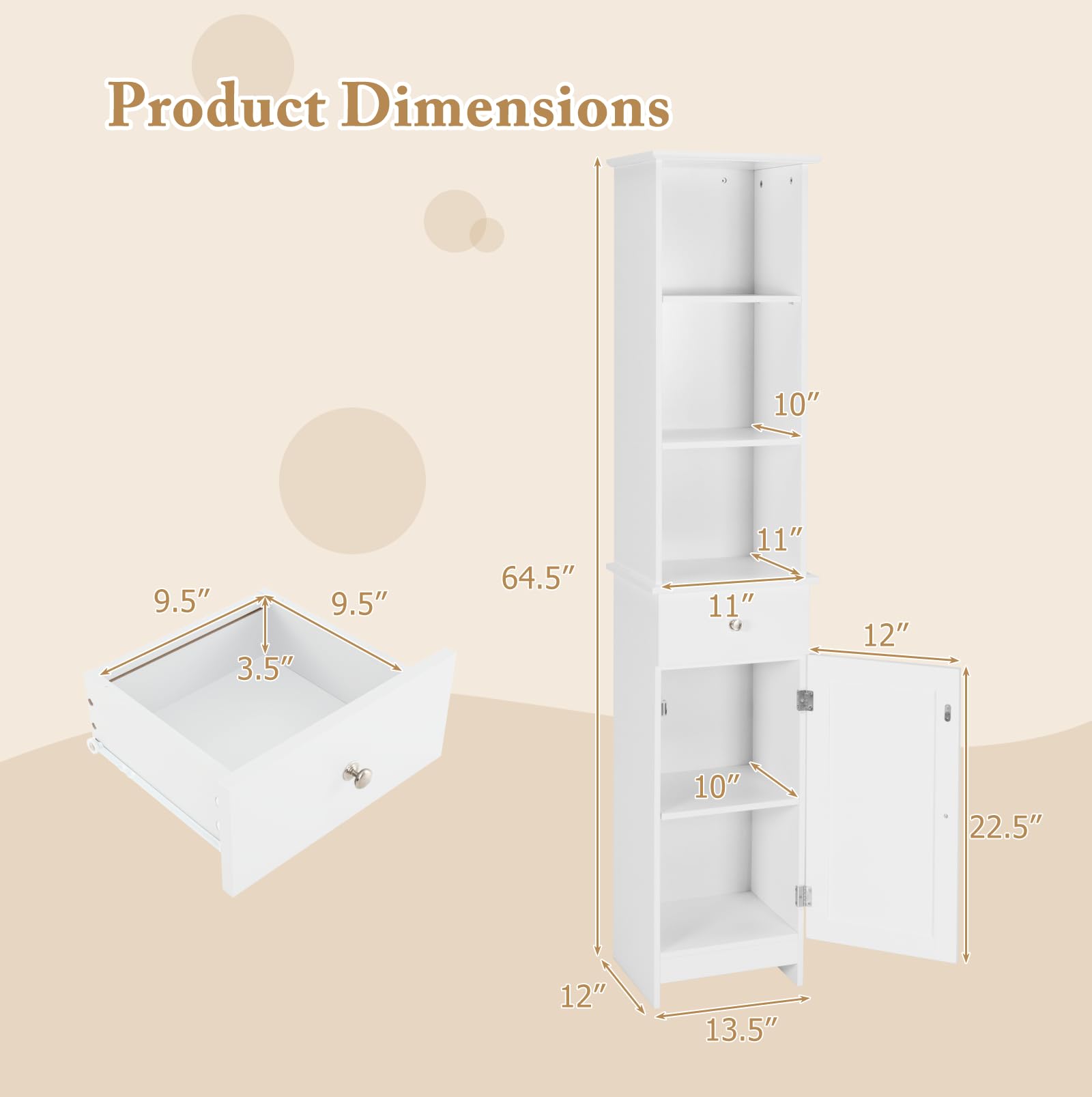 Giantex Narrow Floor Storage Cabinet with Adjustable Shelves