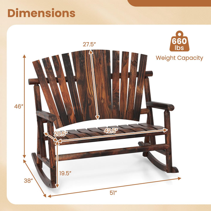 Giantex 1/2 Pcs Outdoor Wooden Rocking Bench（51”x38”x46”）