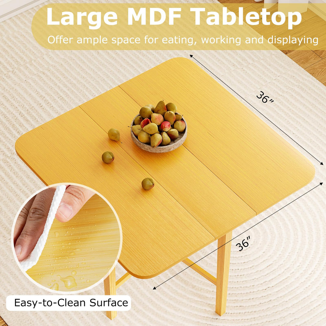 Giantex 36" Extendable Dining Table with Drop Leaf X-Shaped Frame Rubber Wood Legs