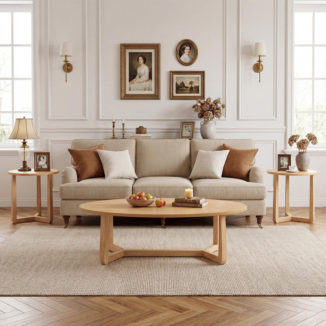 Giantex Oval Coffee Table and End Tables Set of 3