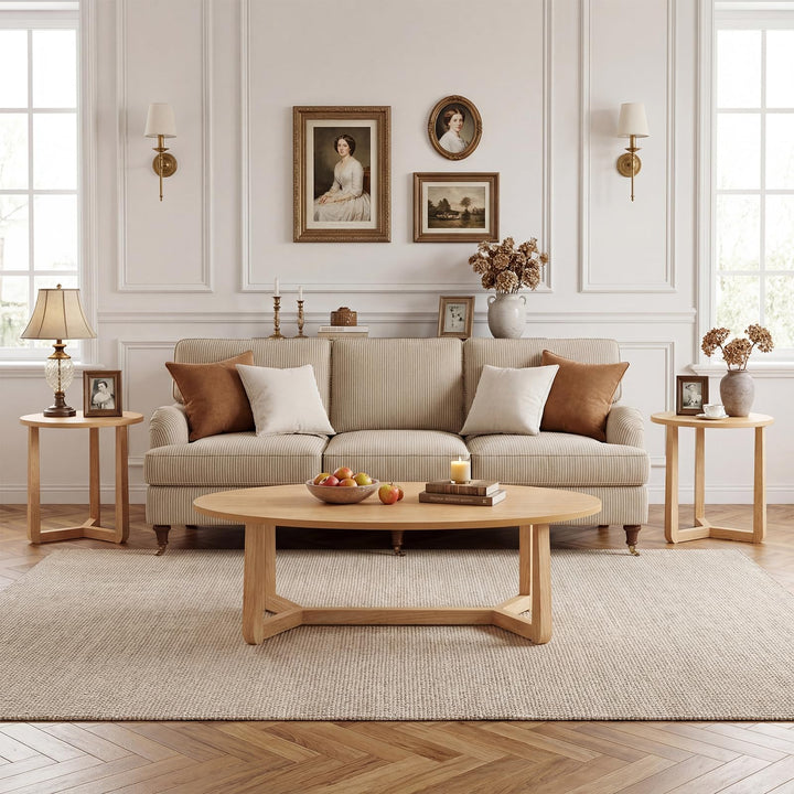 Giantex Oval Coffee Table and End Tables Set of 3