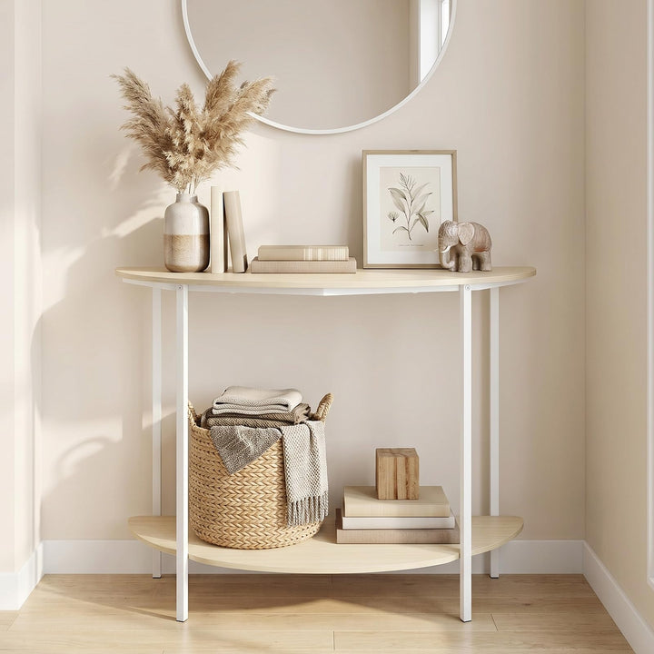 Giantex Half Moon Console Table | 40" Narrow Entryway Table with Storage Shelf