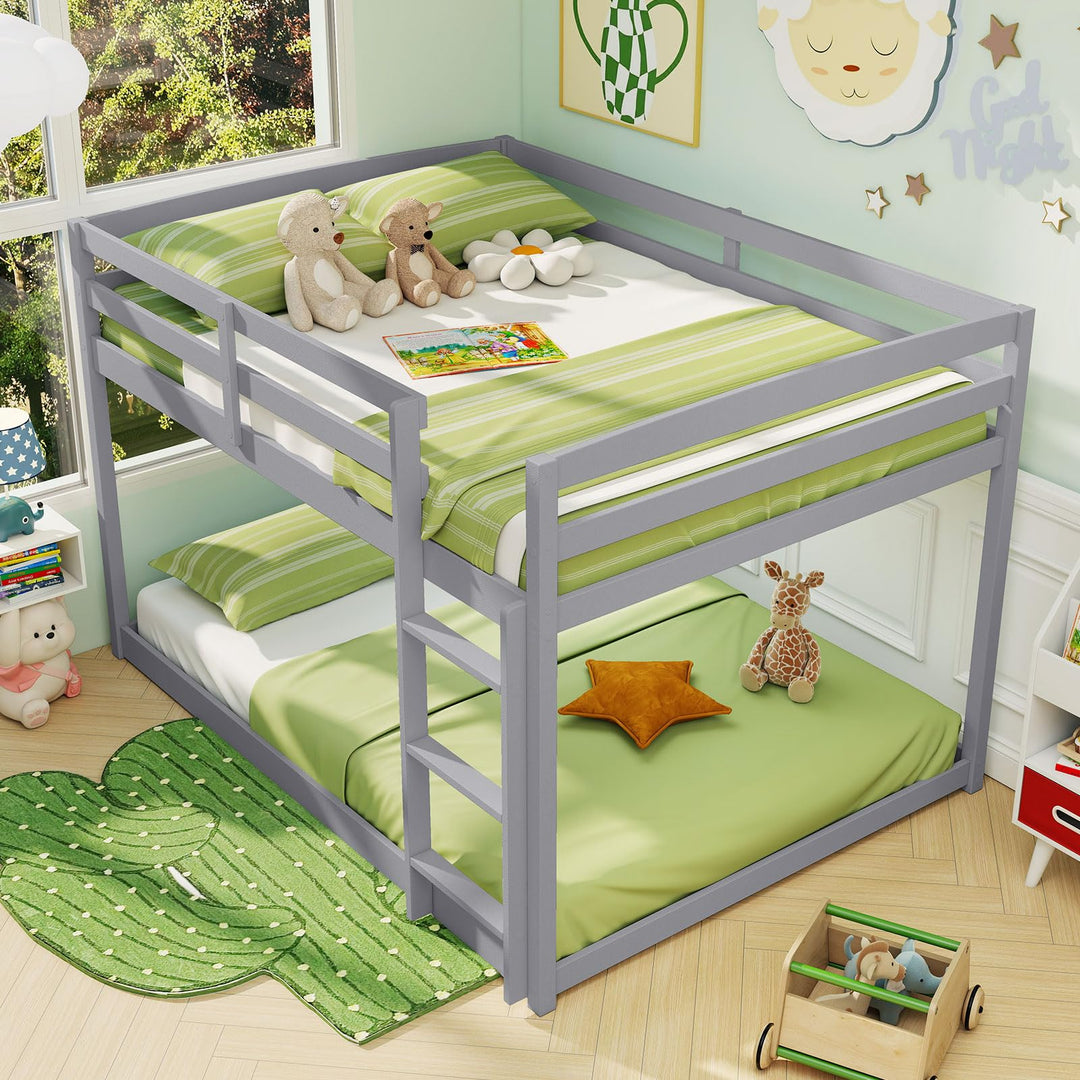 Giantex Full Over Full Bunk Bed Solid Wood Kids Bunk Bed with Full-Length Guardrails