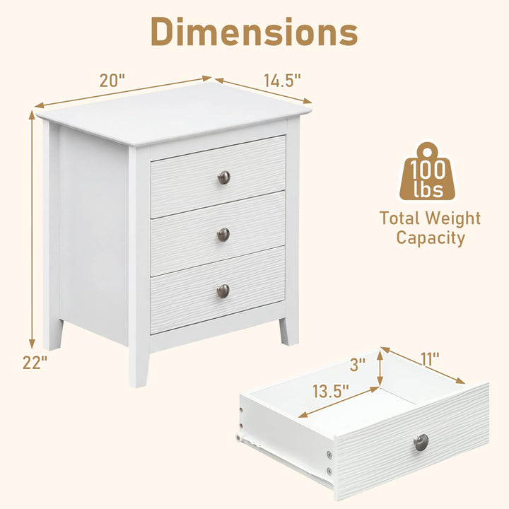 Giantex 3-Drawer Night Stand Set 1/2 22’’ Compact Sofa End Couch Side Table
