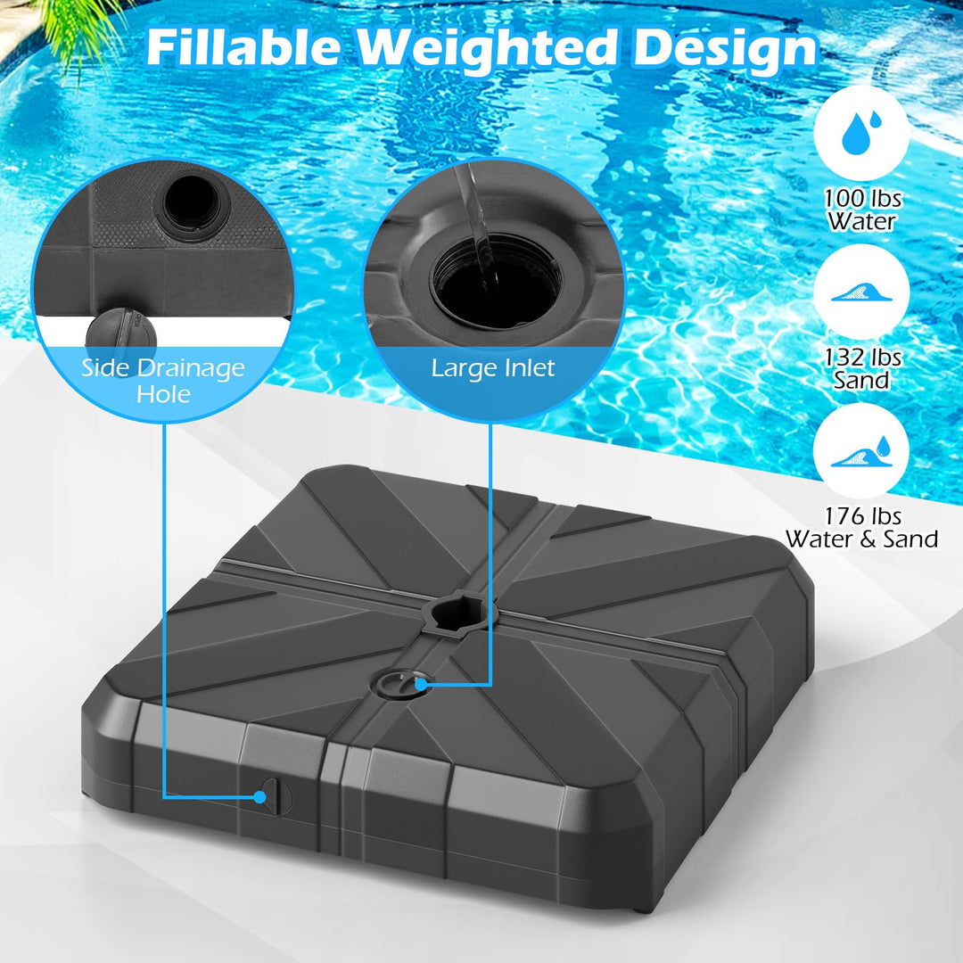 Giantex Fillbale Offset Patio Umbrella Base - Heavy Duty HDPE Cantilever Umbrella Stand