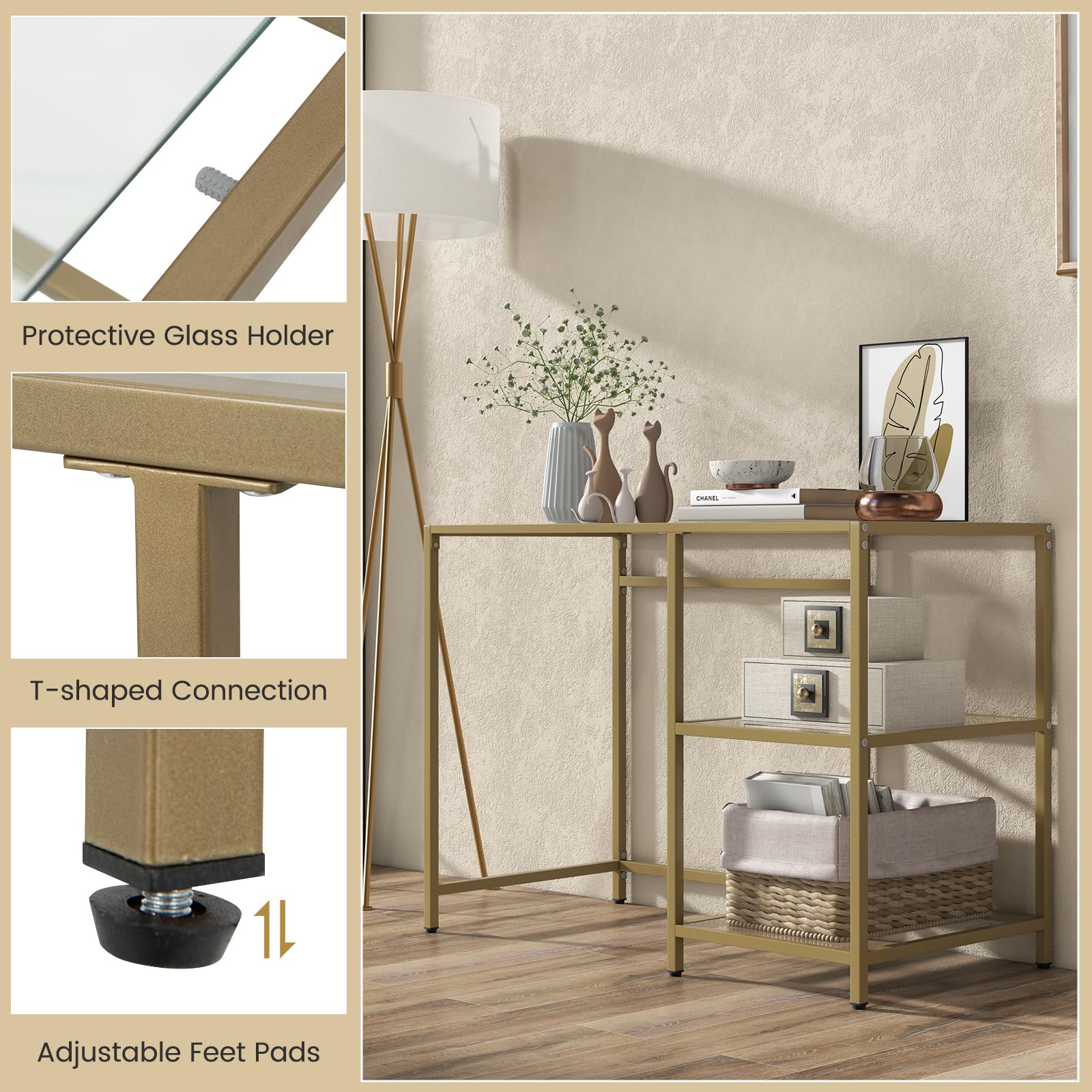 Giantex 42" Glass Entryway Console Table - Modern Entryway Table