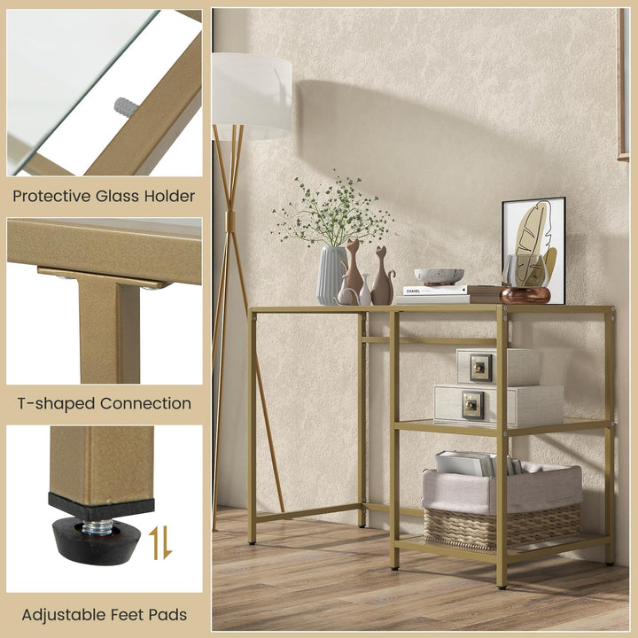 Giantex 42" Glass Entryway Console Table - Modern Entryway Table