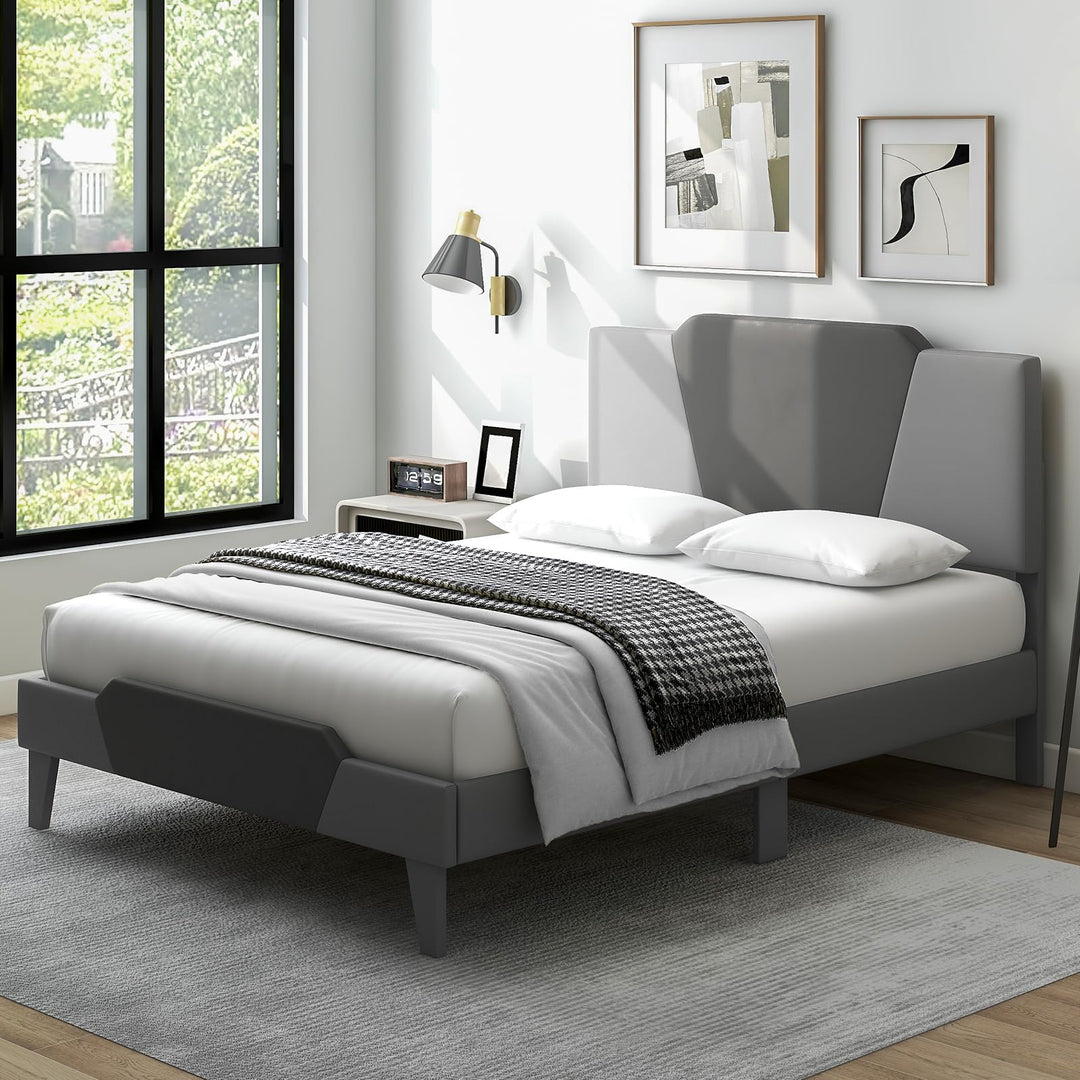 Giantex Velvet Upholstered Bed Frame with Headboard