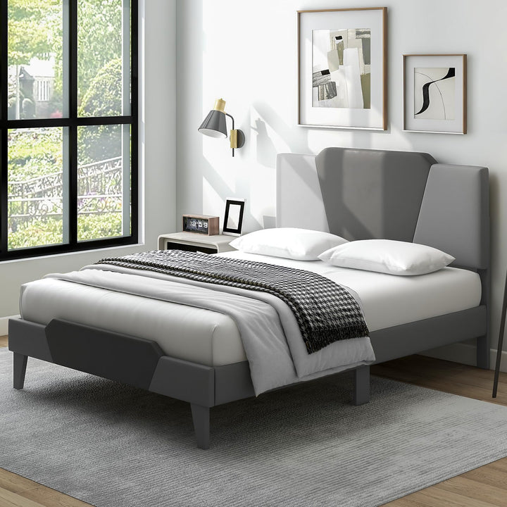 Giantex Velvet Upholstered Bed Frame with Headboard