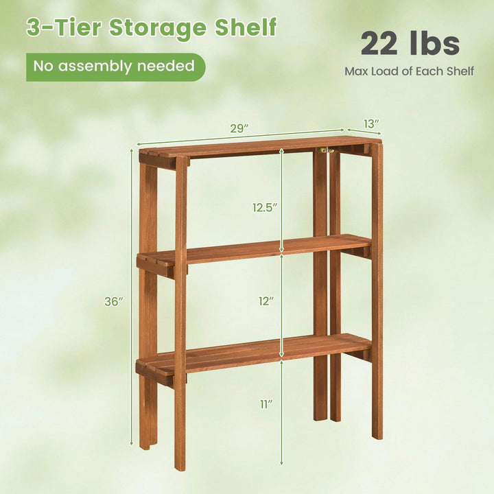 Giantex 3-Tier Foldable Solid Wood Indoor Outdoor Flower Pot Display Rack