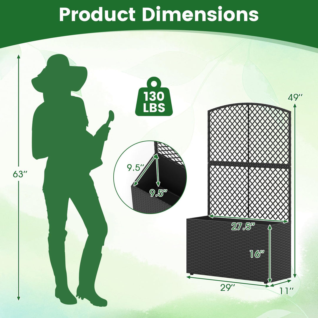 Giantex 49 inch Tall PE Rattan Raised Garden Bed with Trellis