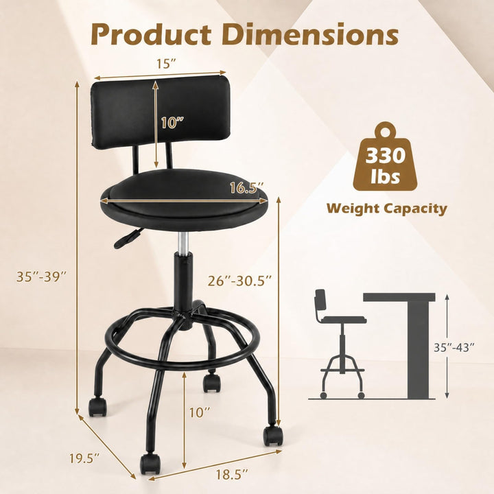 GIANTEX Swivel Height Adjustable Bar Stools with Wheels