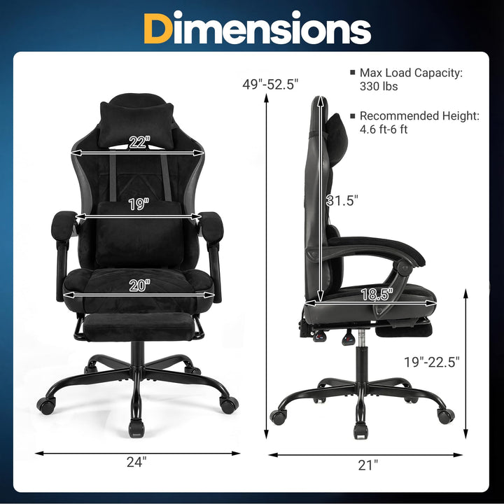 Giantex Gaming Chair Height Adjustable Computer Chair with Headrest Lumbar Support Linkage Armrests
