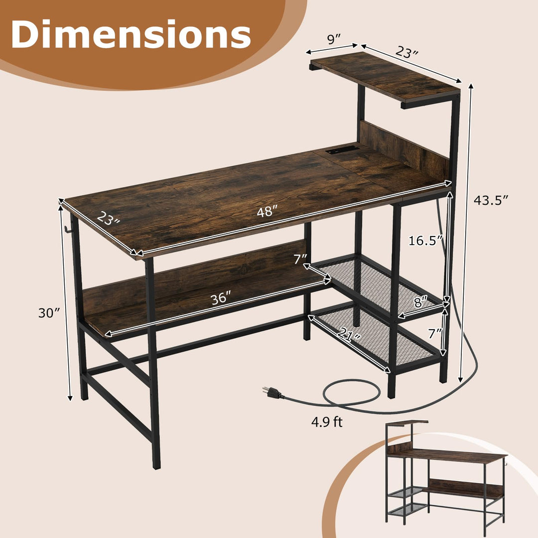 Giantex 48" Computer Desk with Charging Station