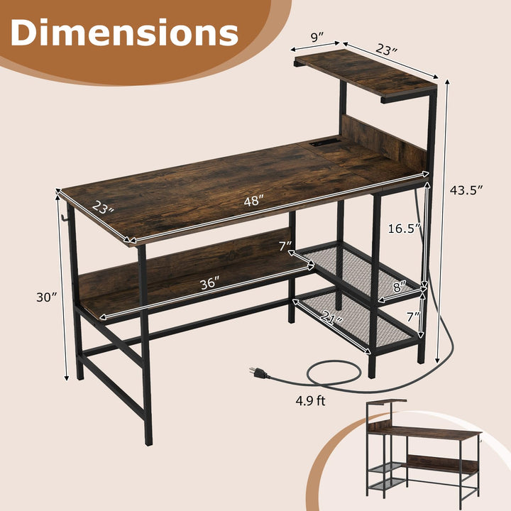 Giantex 48" Computer Desk with Charging Station