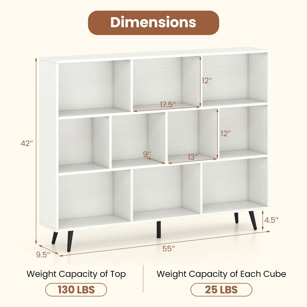 Giantex 10 Cube Bookcase with 5 Metal Legs for Living Room