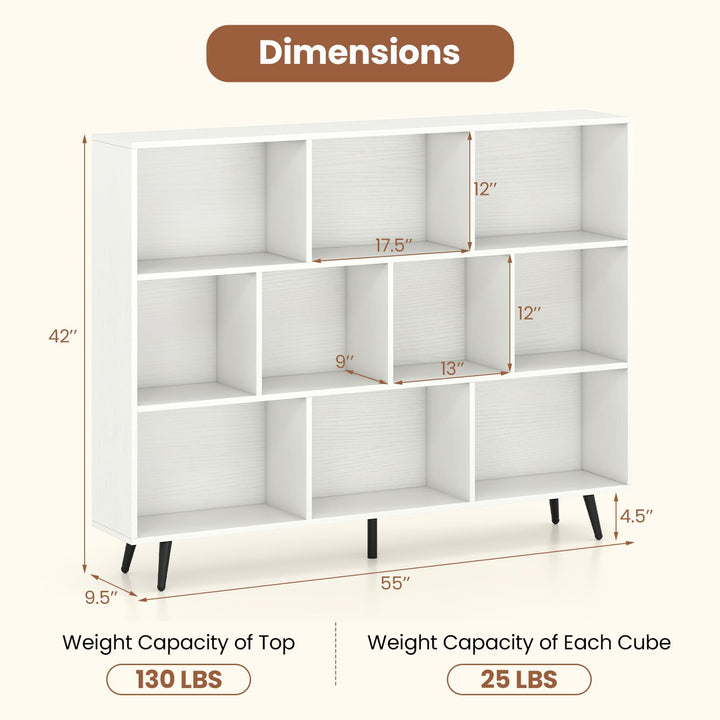 Giantex 10 Cube Bookcase with 5 Metal Legs for Living Room