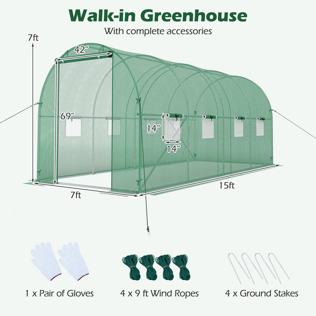 Giantex 15 x 7 x 7 ft Walk-in Tunnel Greenhouse for Outdoors