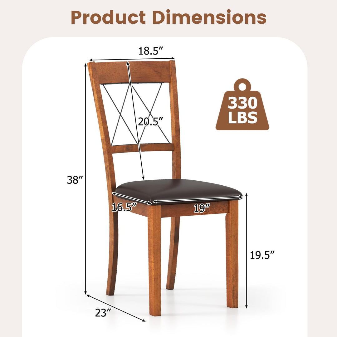 Giantex Wooden Armless Kitchen Chairs Set of 2/4 w/Elegant Hollowed Backrest