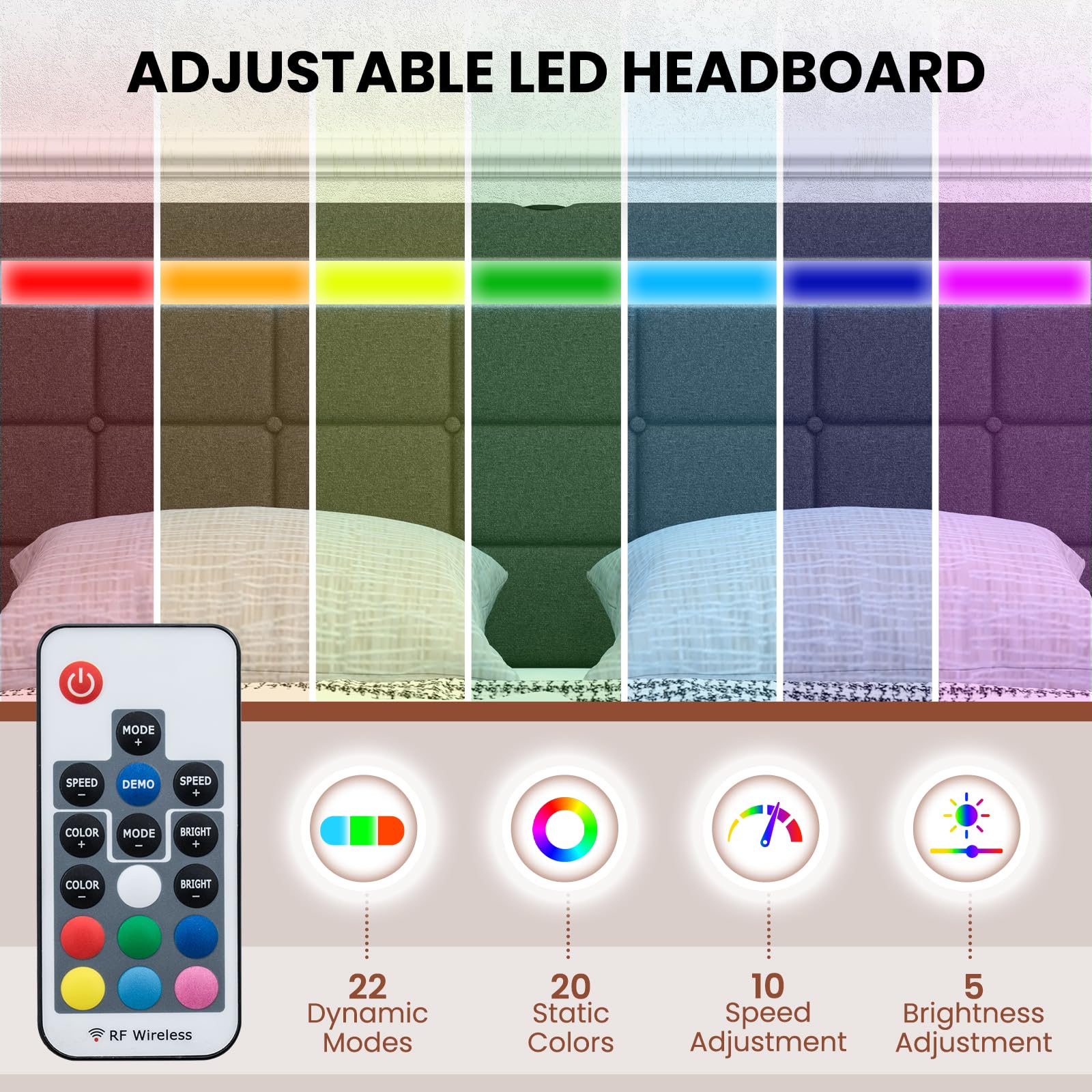 Giantex Bed Frame with LED Lights and 4 Drawers