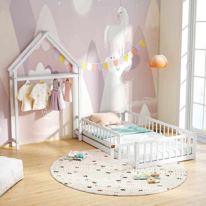 Giantex Twin House Floor Bed for Kids