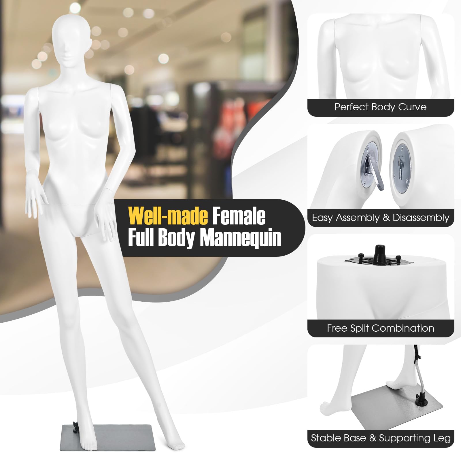 Giantex 70" Female Mannequin, Full Body Torso Manikin Dress Form