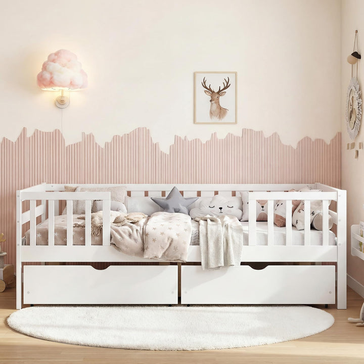 Giantex Full Kids Bed with Storage Drawers Wood Montessori Bed