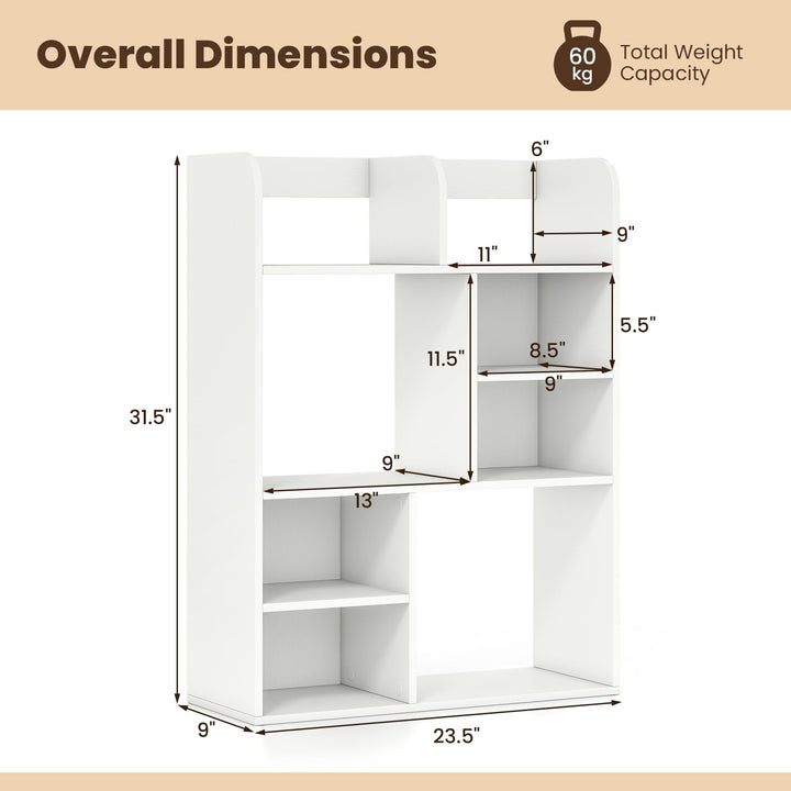 Giantex 3-Tier Desktop Bookshelf | 23.5" Desk Hutch Dorm with 8 Open Storage Cubes