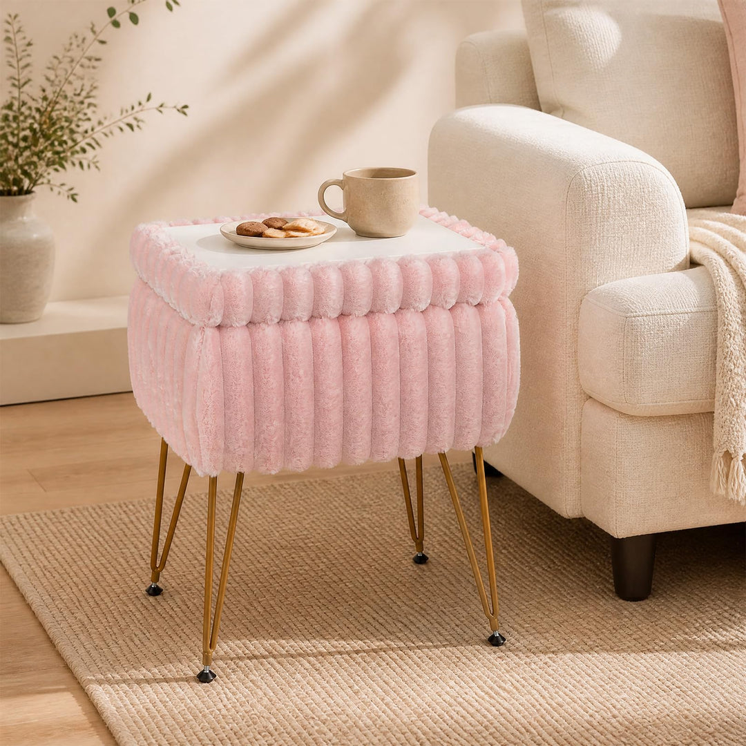 GIANTEX Vanity Stool Chair w/Storage &amp; Reversible Lid