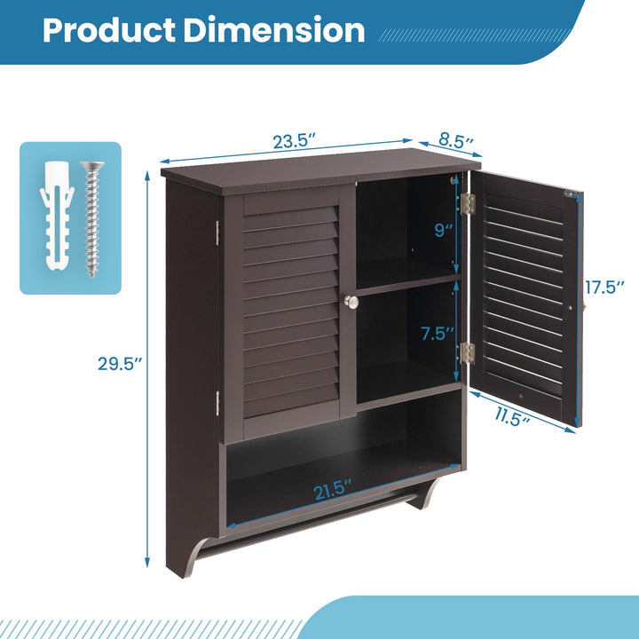 Giantex Bathroom Cabinet Wall Mounted - Hanging Medicine Cabinet with 2 Louvered Doors