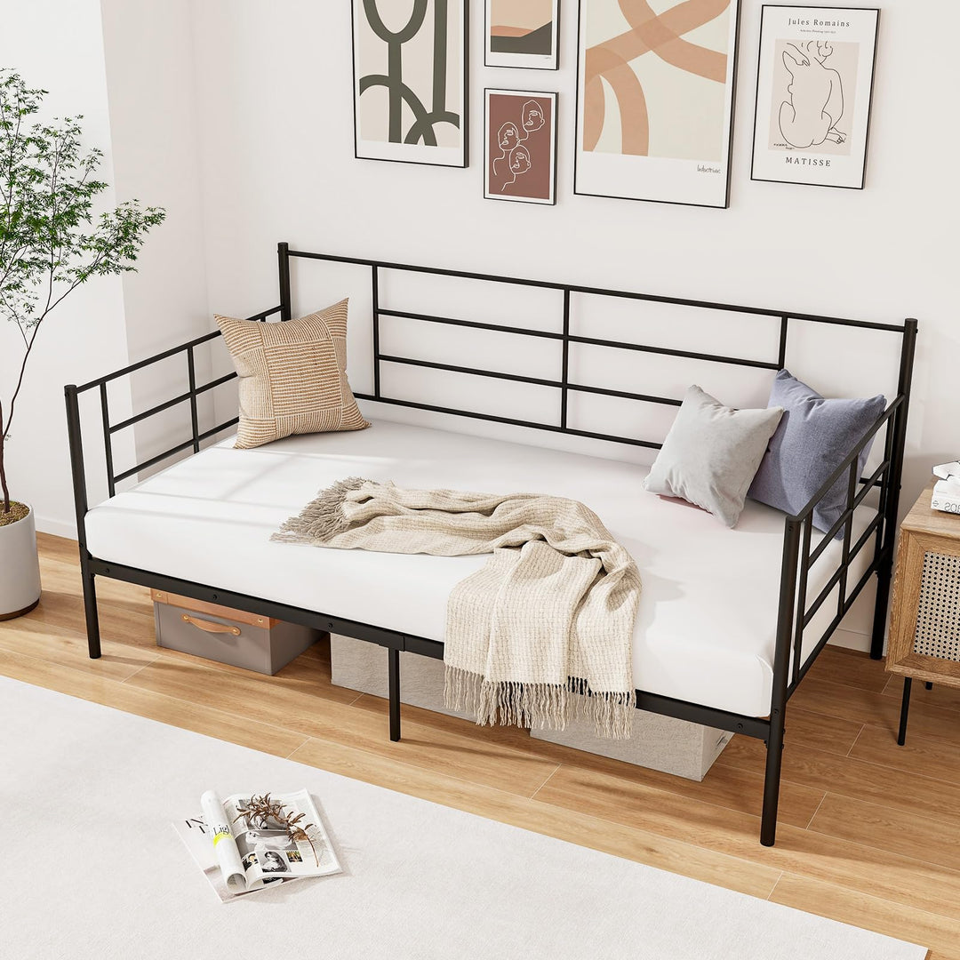 Giantex Metal Twin Daybed, Twin Size Platform Bed with High Headboard & Extra Support Leg
