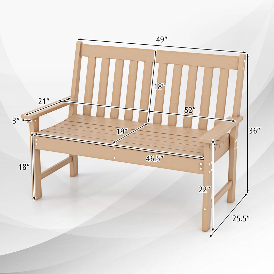 Giantex Outdoor Bench, 52-Inch Outside Bench All-Weather HDPE Park Bench with Backrest and Armrests