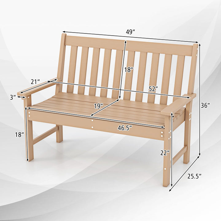 Giantex Outdoor Bench, 52-Inch Outside Bench All-Weather HDPE Park Bench with Backrest and Armrests